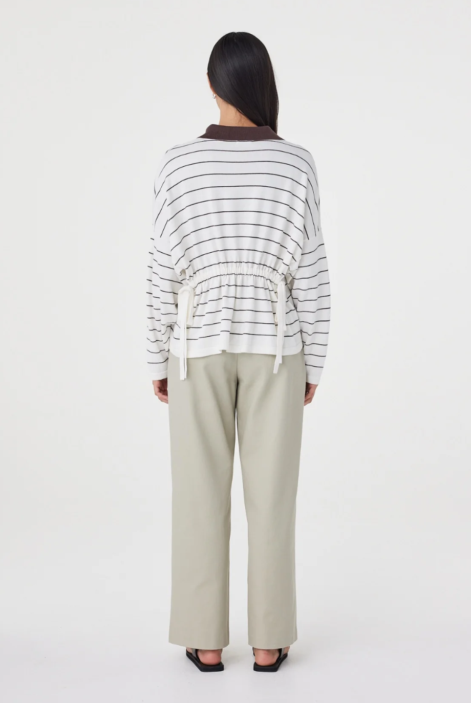 Zia Tie Knit Jersey - Cream & Espresso