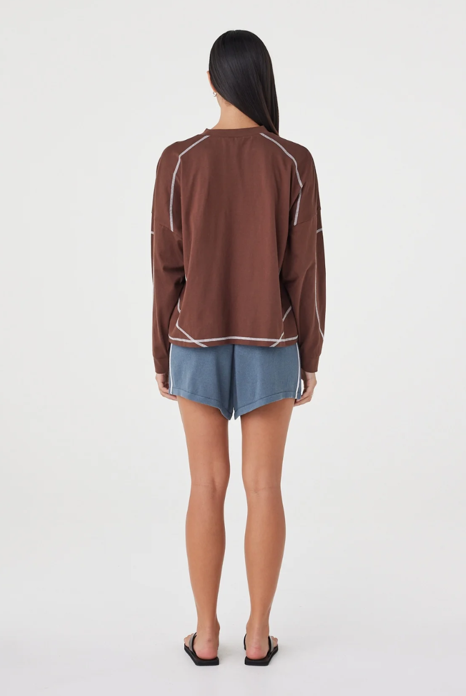 Kesh Longsleeve Top - Espresso & Cream