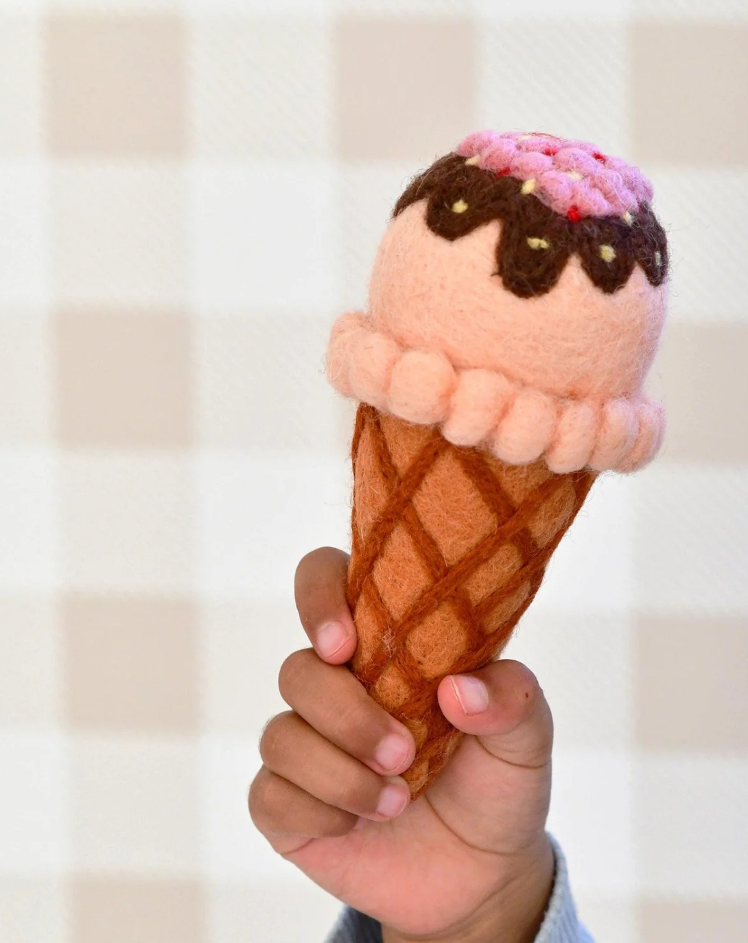 Felt Ice Cream Cone - Strawberry Sorbet