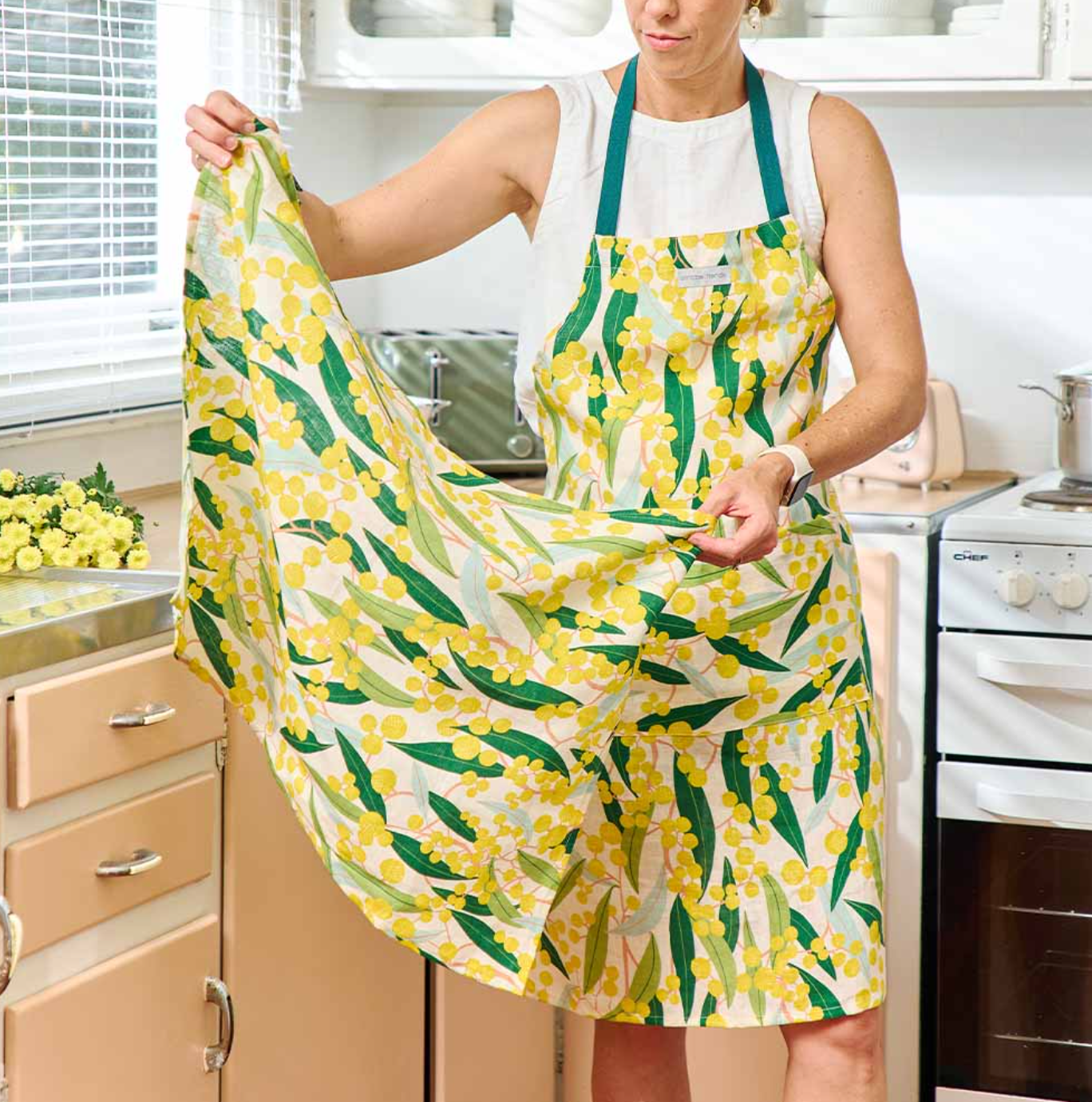Linen Cotton Apron - Golden Wattle