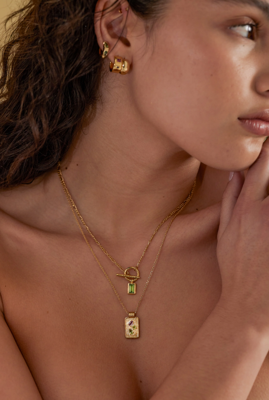 Apatite Gold Toggle Necklace
