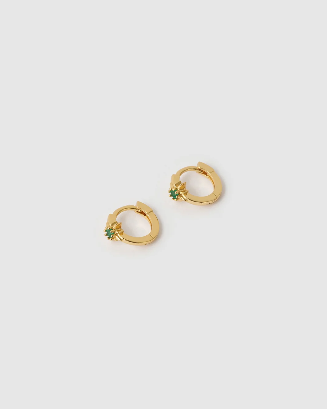 Nova Gold Huggie Earrings - Emerald