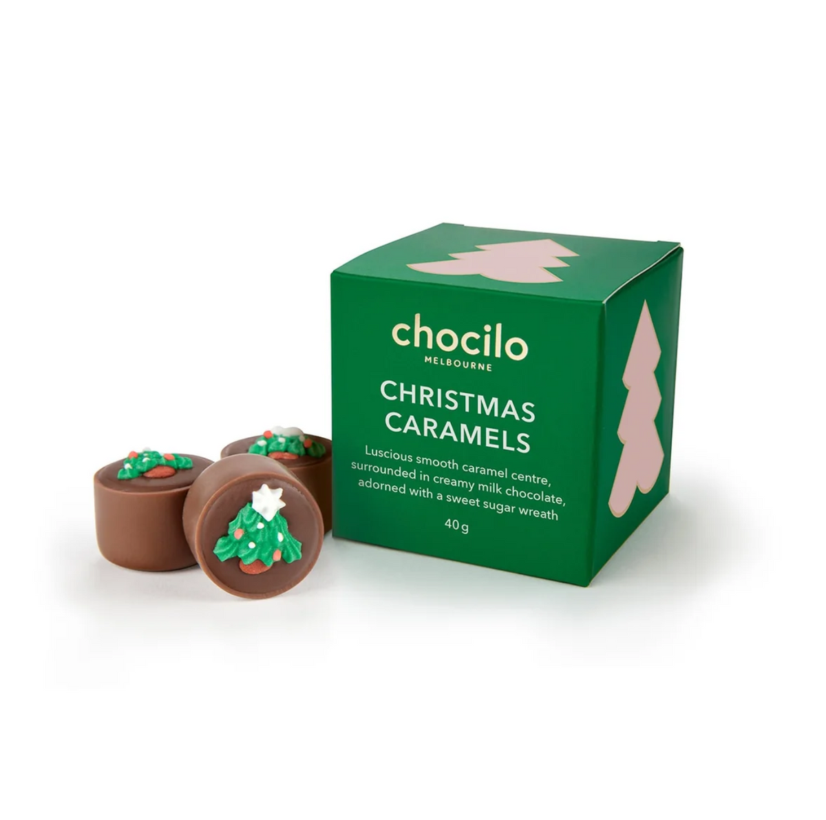 3 Christmas Caramel Milk Chocolates Gift Cube - 40g