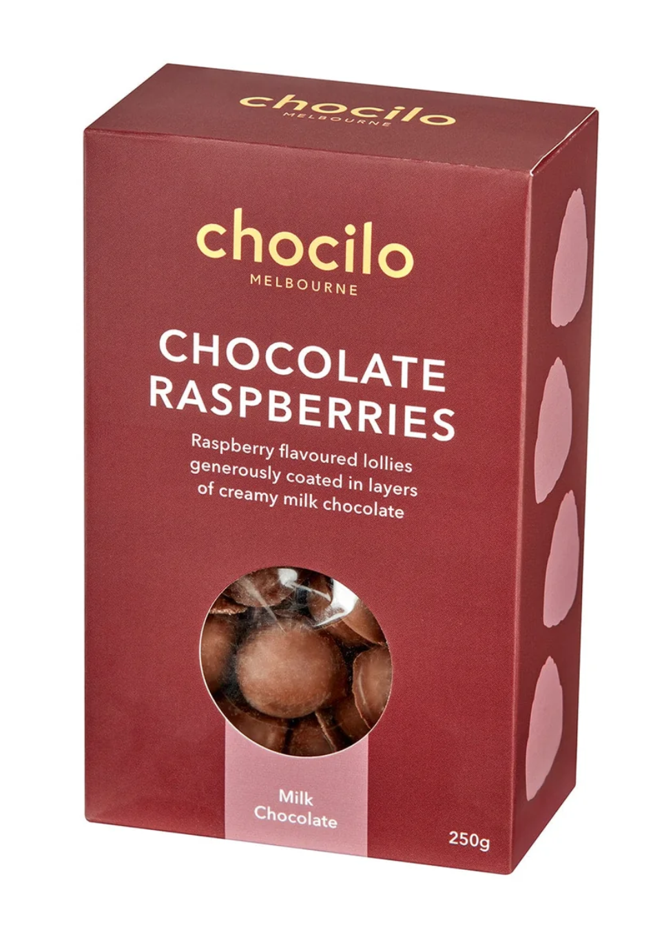 Raspberries in Milk Chocolate Gift Box - 250g
