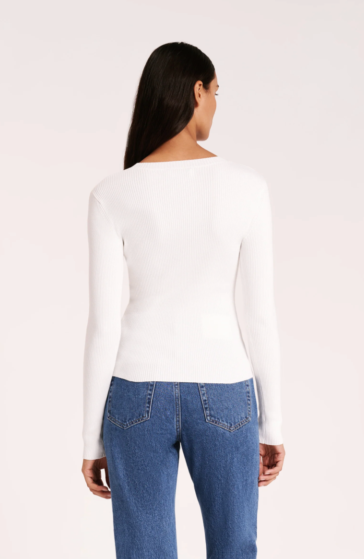 Classic LS Knit - White (Fine Rib)