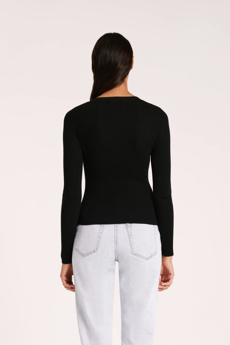 Classic LS Knit - Black (Fine Rib)