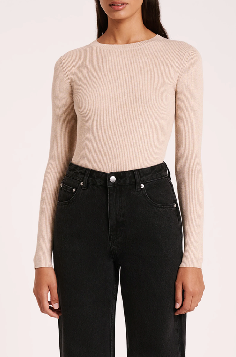 Classic LS Knit - Oat (Fine Rib)
