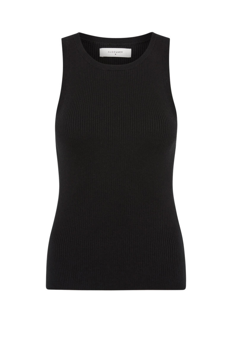 Classic Knit Tank - Black (Fine Rib)