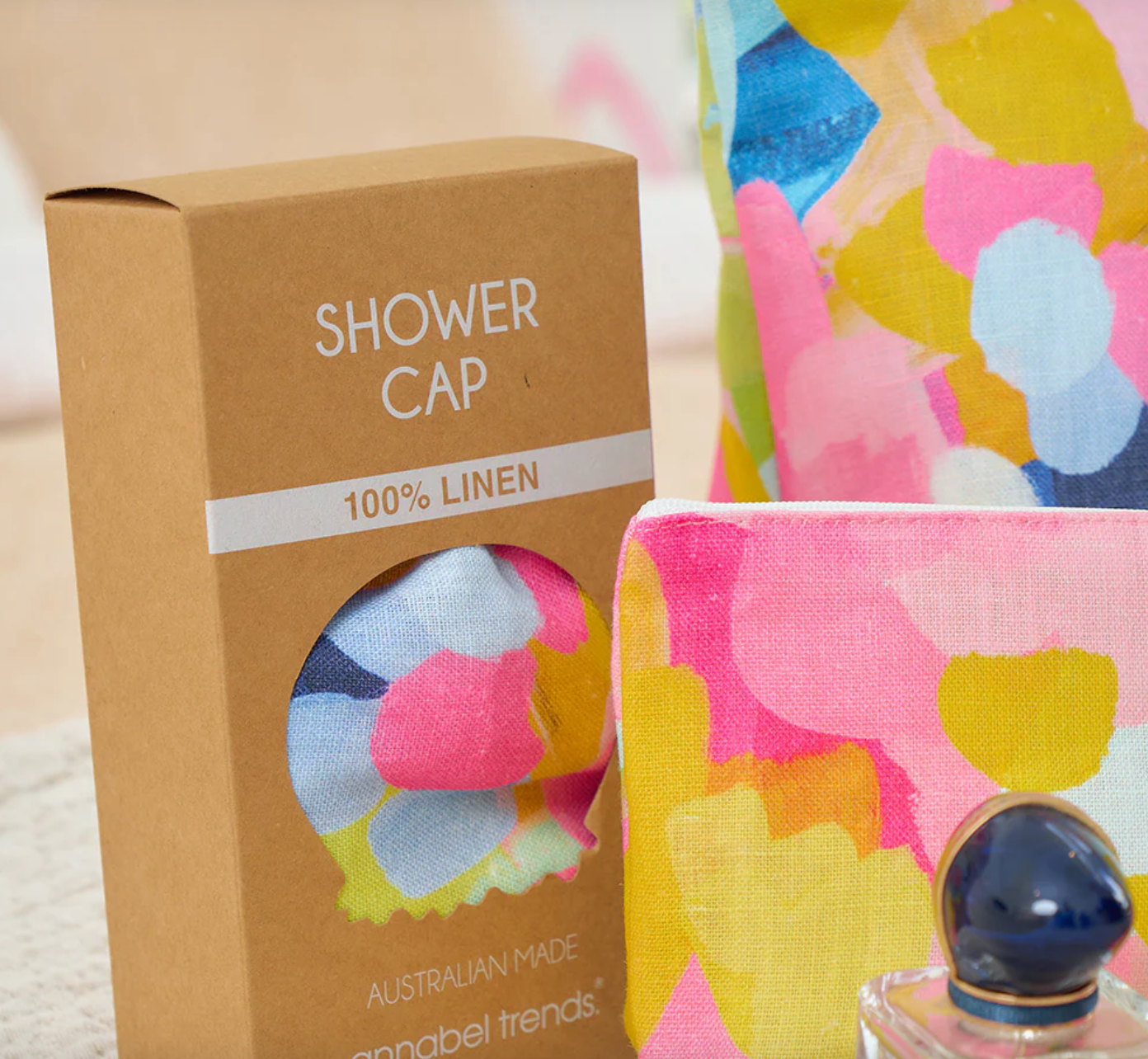 Linen Shower Cap - Good Vibes