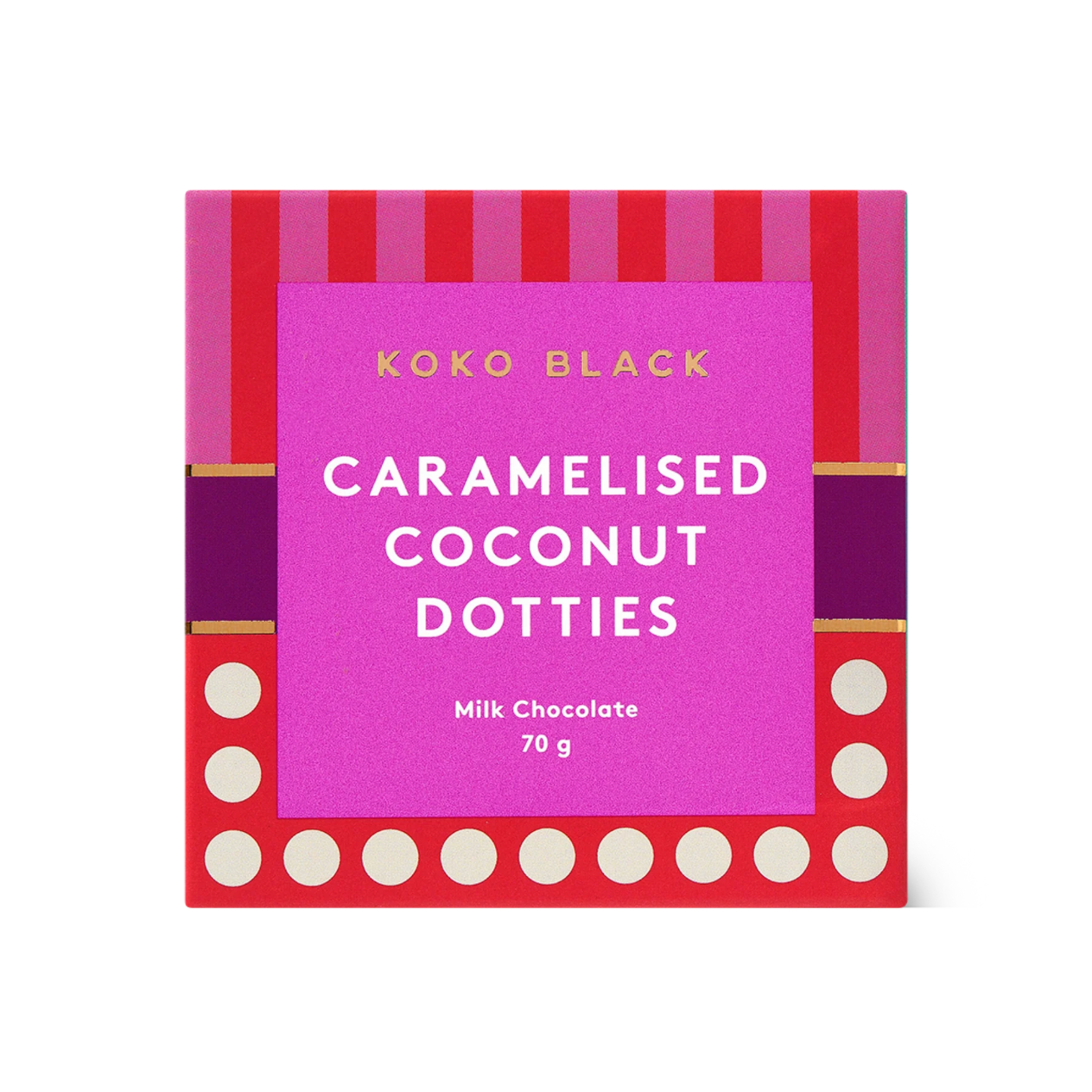 Caramelised Coconut Dotties Cube - Milk Chocolate