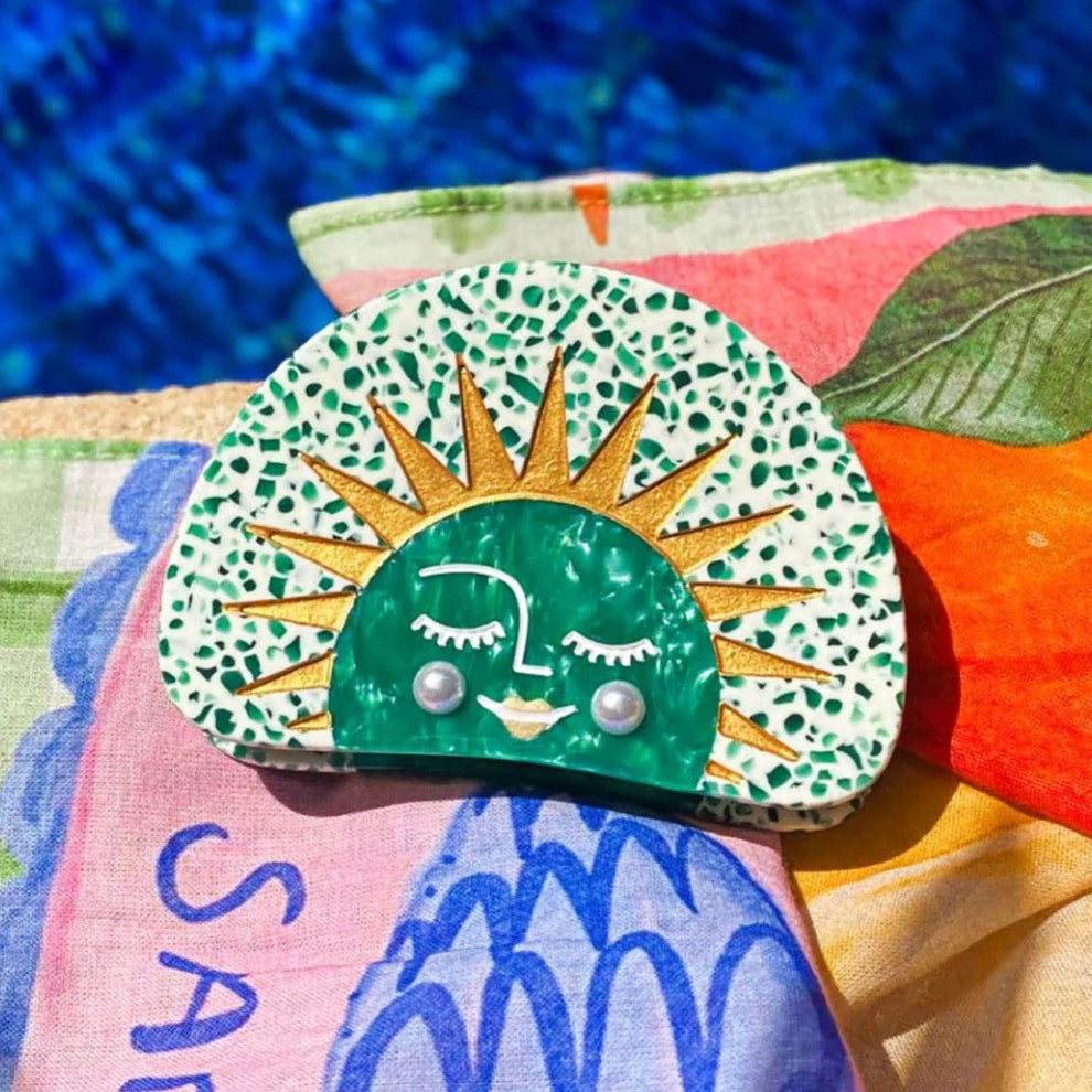 Green Sun Hair Claw Clip