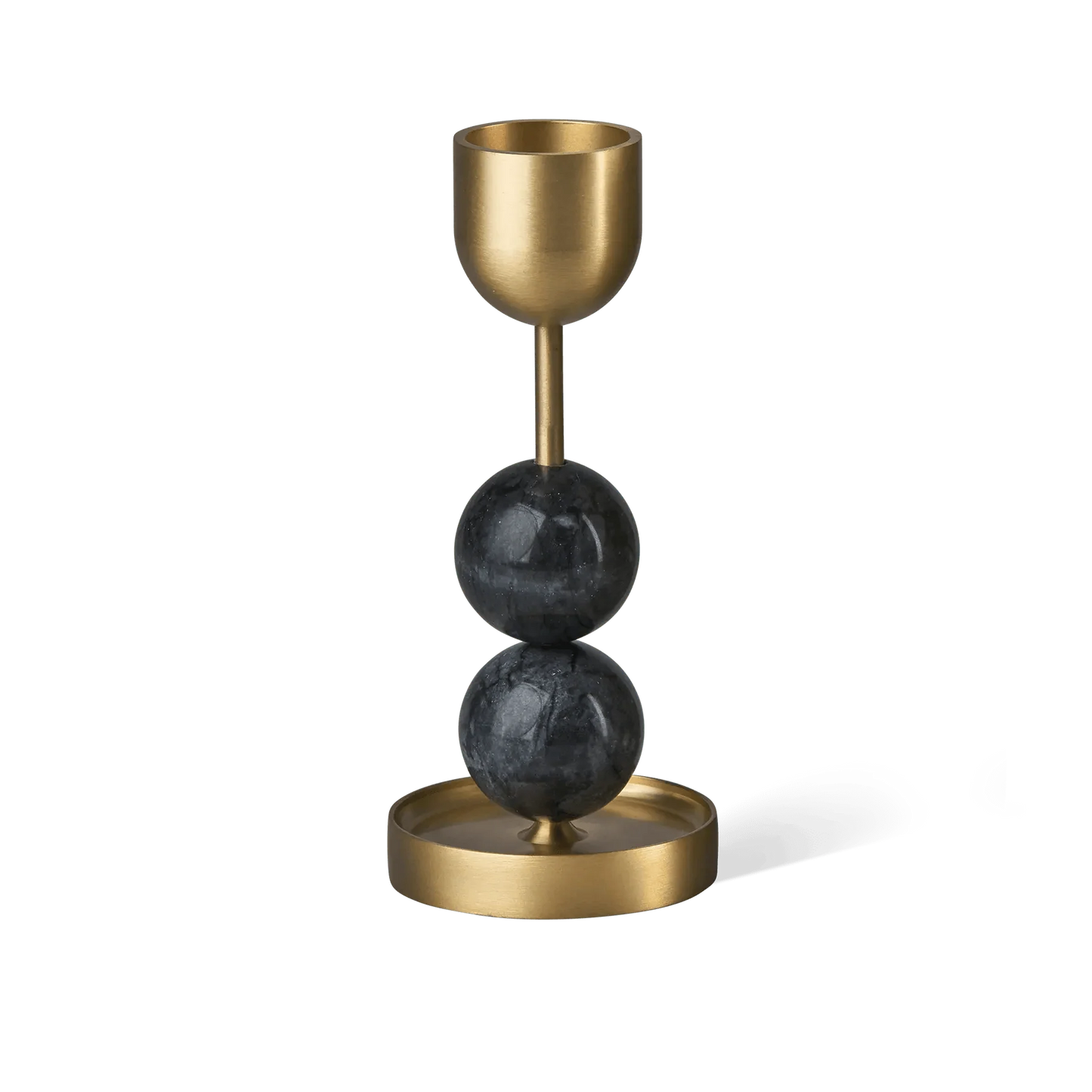 Beaded Fountain Brass Candle Holder - Black