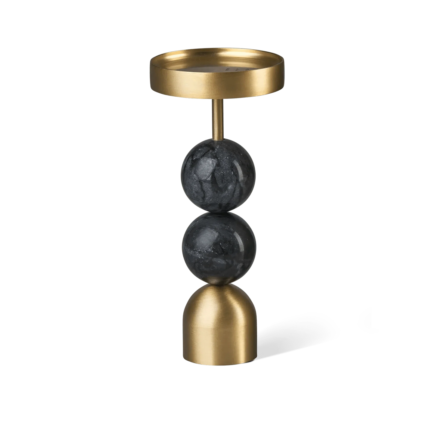 Beaded Fountain Brass Candle Holder - Black