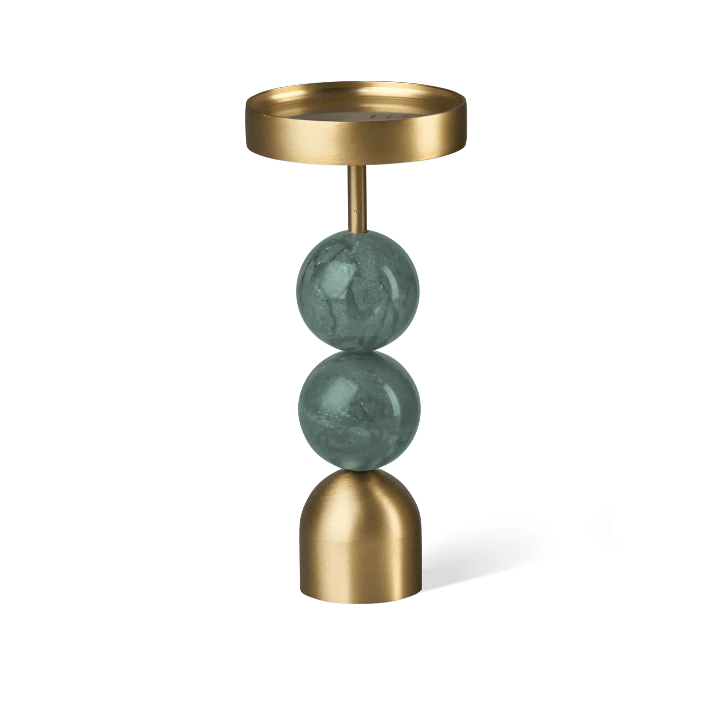 Beaded Fountain Brass Candle Holder - Green