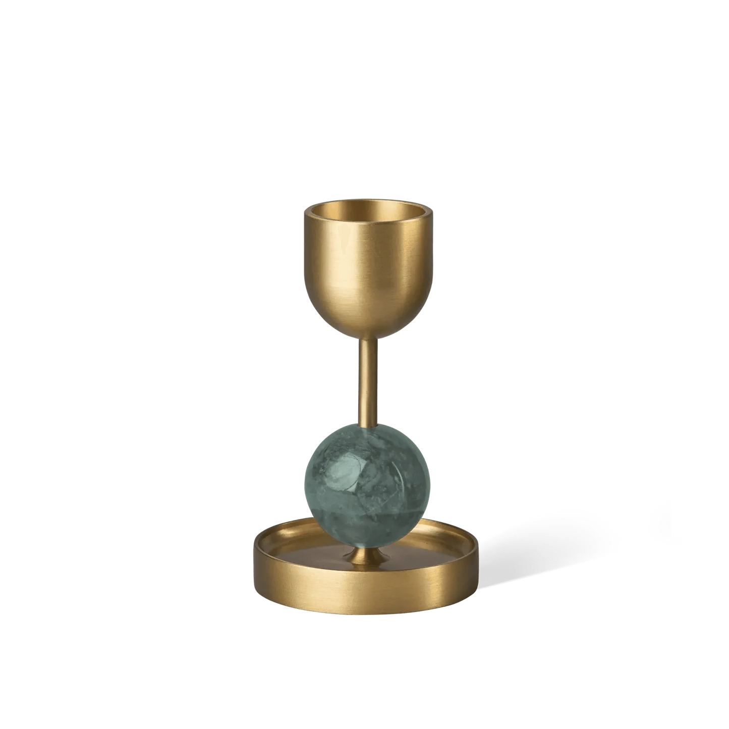 Beaded Fountain Brass Candle Holder - Green