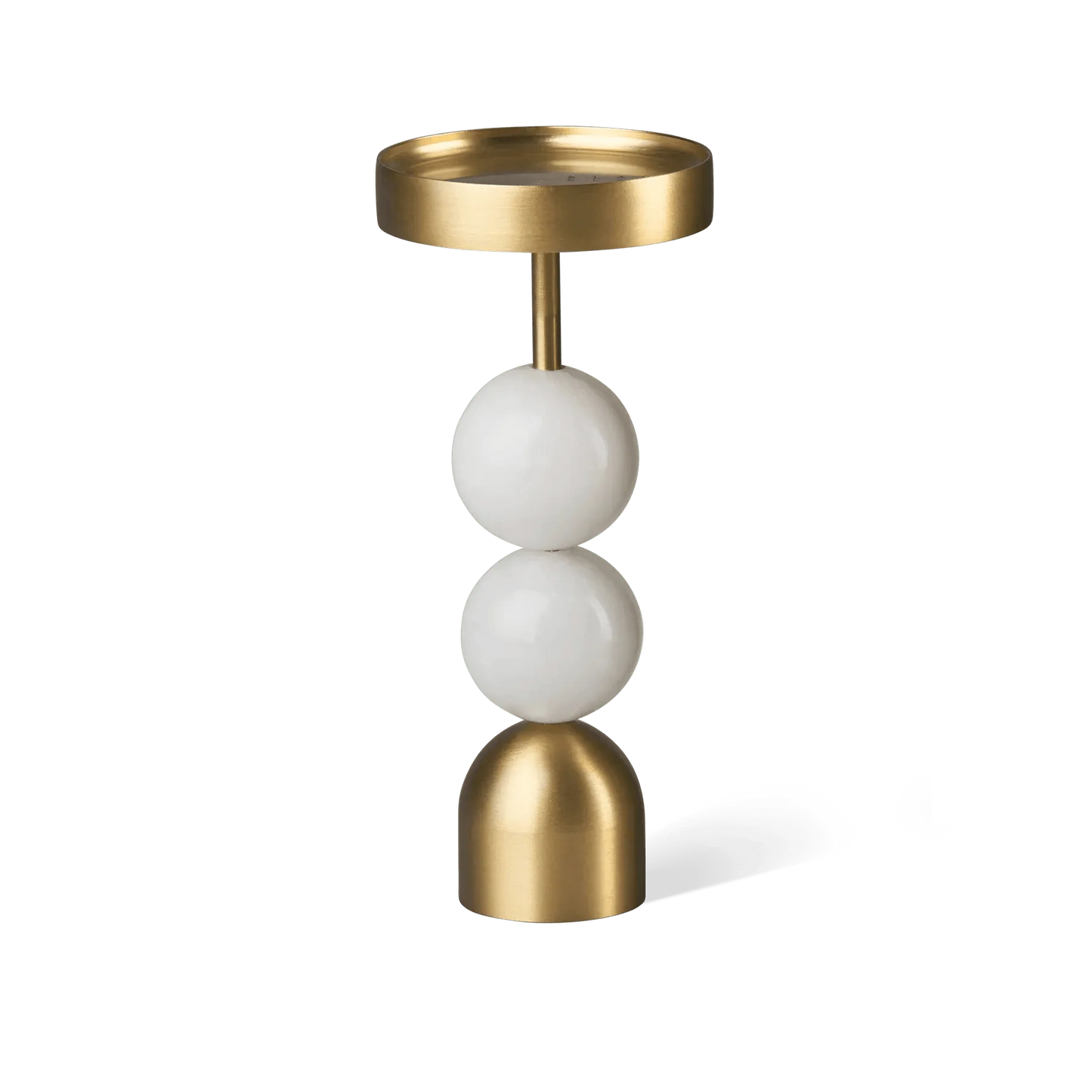 Beaded Fountain Brass Candle Holder - White