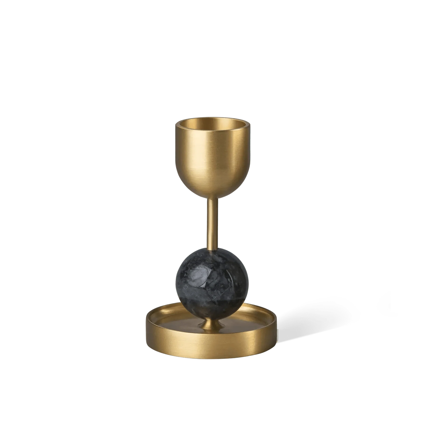 Beaded Fountain Brass Candle Holder - Black