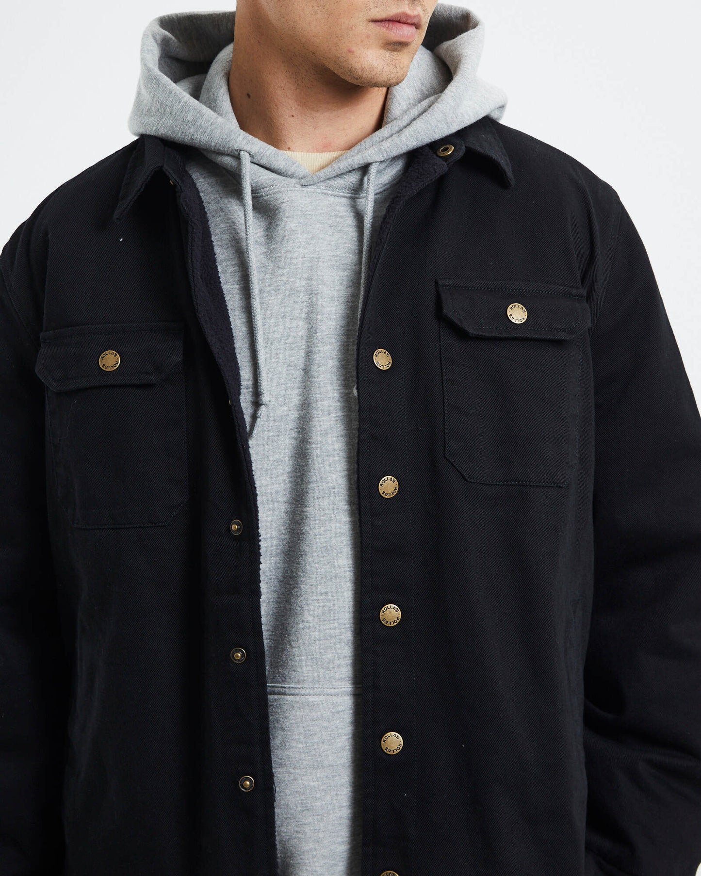 Men at Work Drill Shacket - Black