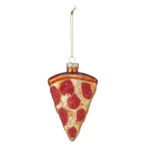 Peparoni Pizza Slice Glass Ornament Decoration
