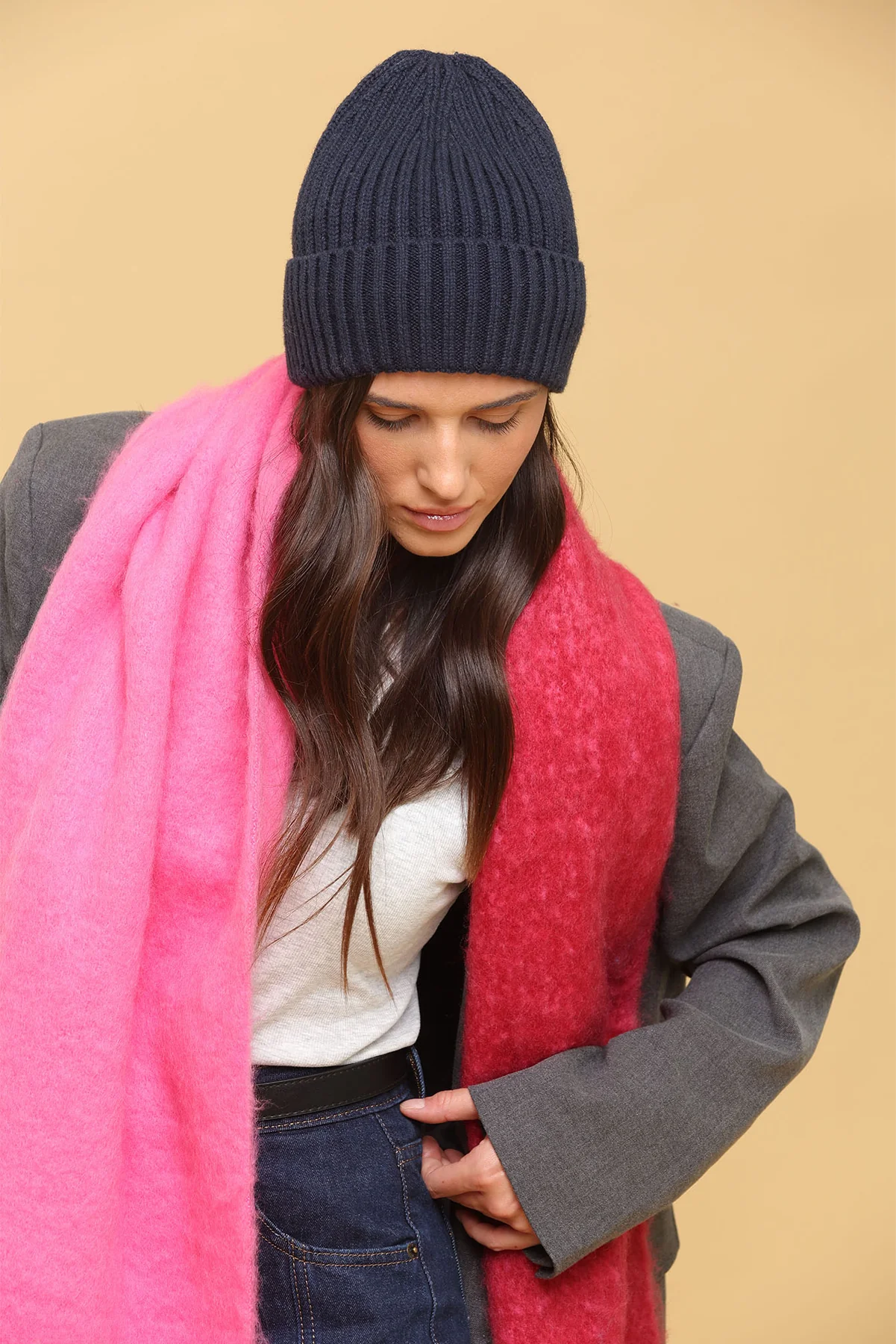 Mia Wool Beanie - Navy
