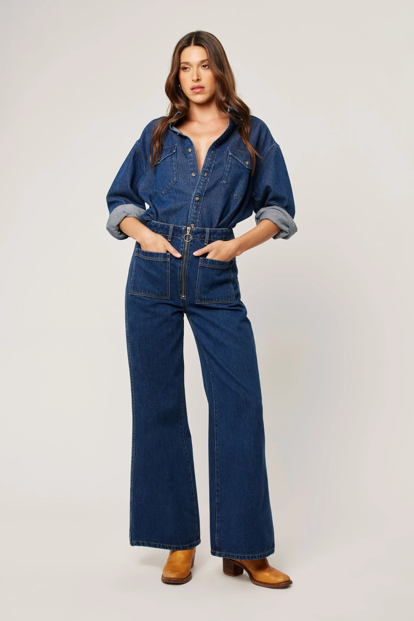 Organic Denim Overshirt in Vintage Blue