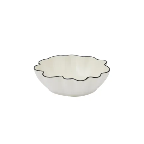 Winslow Ceramic Bowl in Ivory with Black trim - 16cm x 5cm
