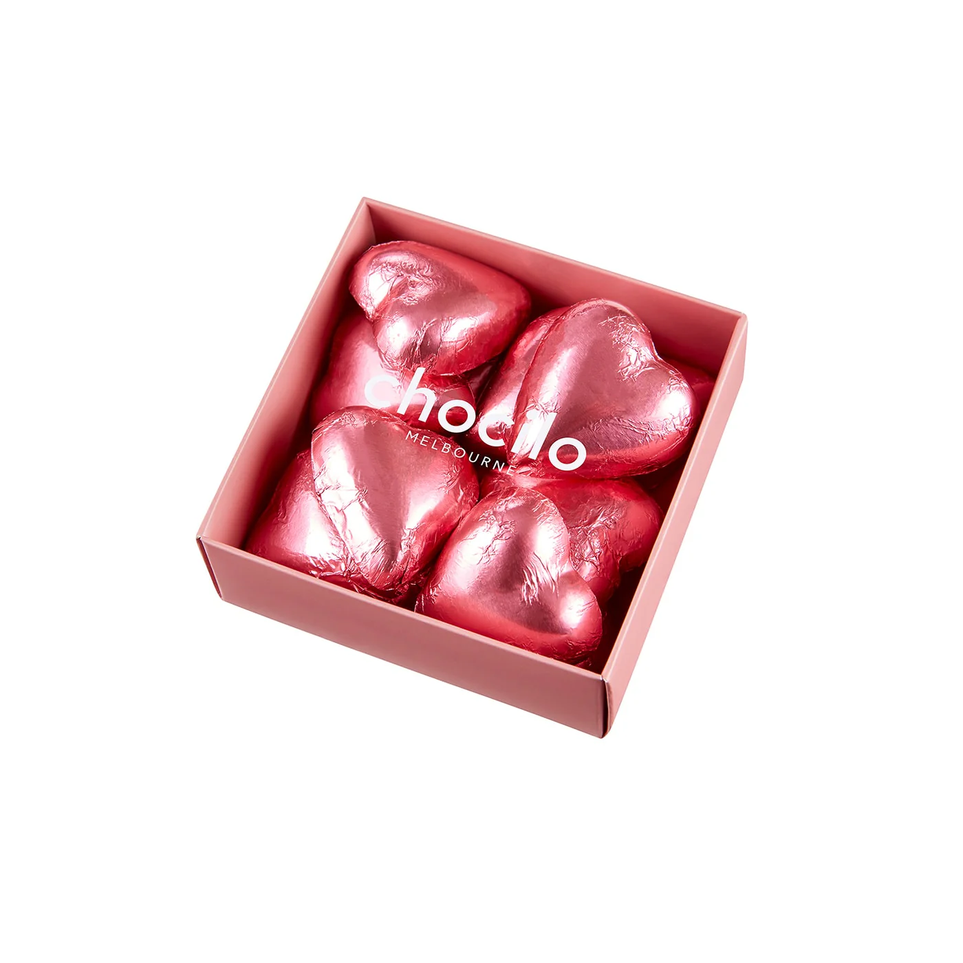 10 Pack Foiled Hearts in Milk Chocolate Gift Box - 80g (Pink or Red)