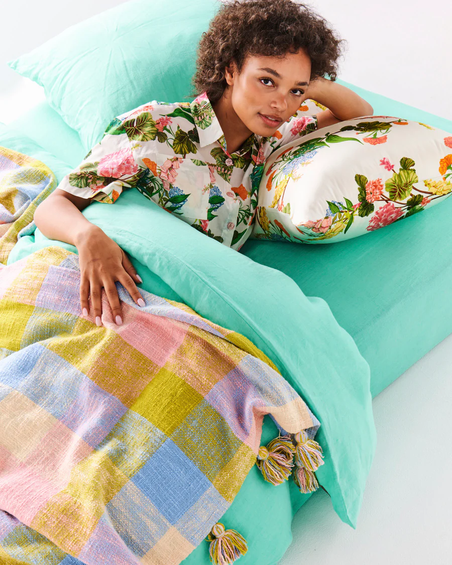 Pyjama Set - Organic Cotton Shirt & Short in Bouquet Beauty