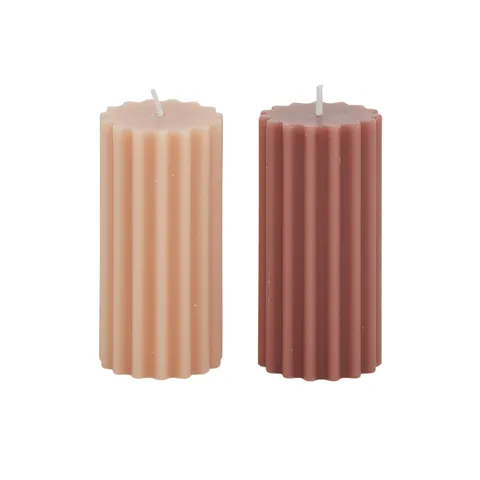 Rib Pillar Candle - Two Colours