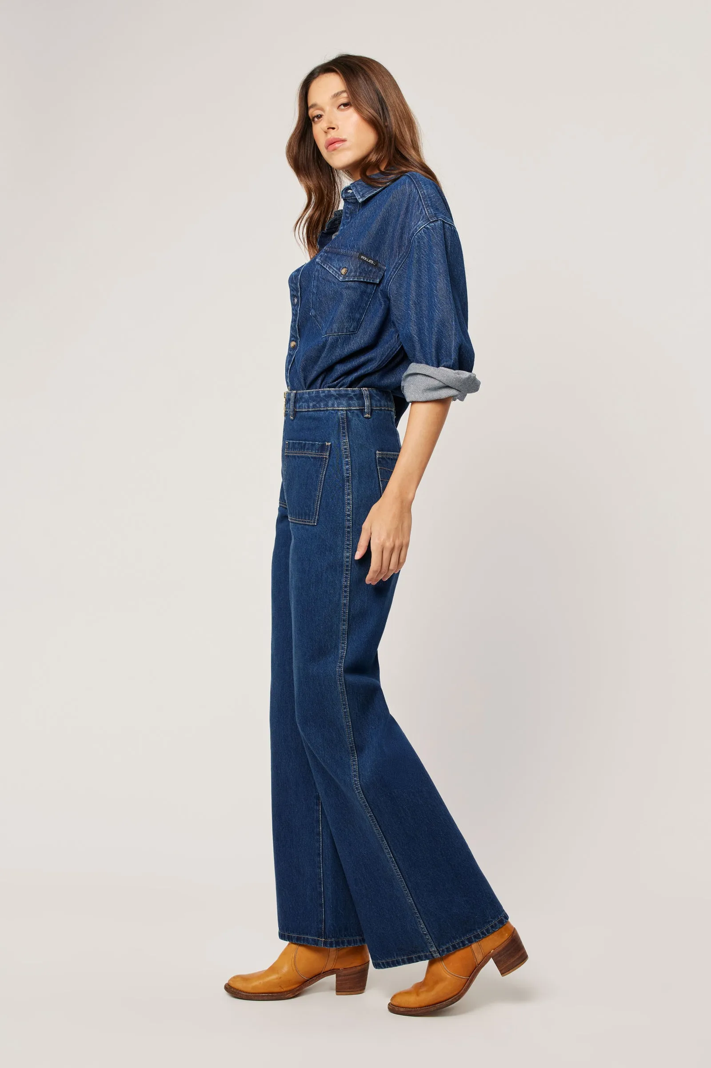 Organic Denim Overshirt in Vintage Blue