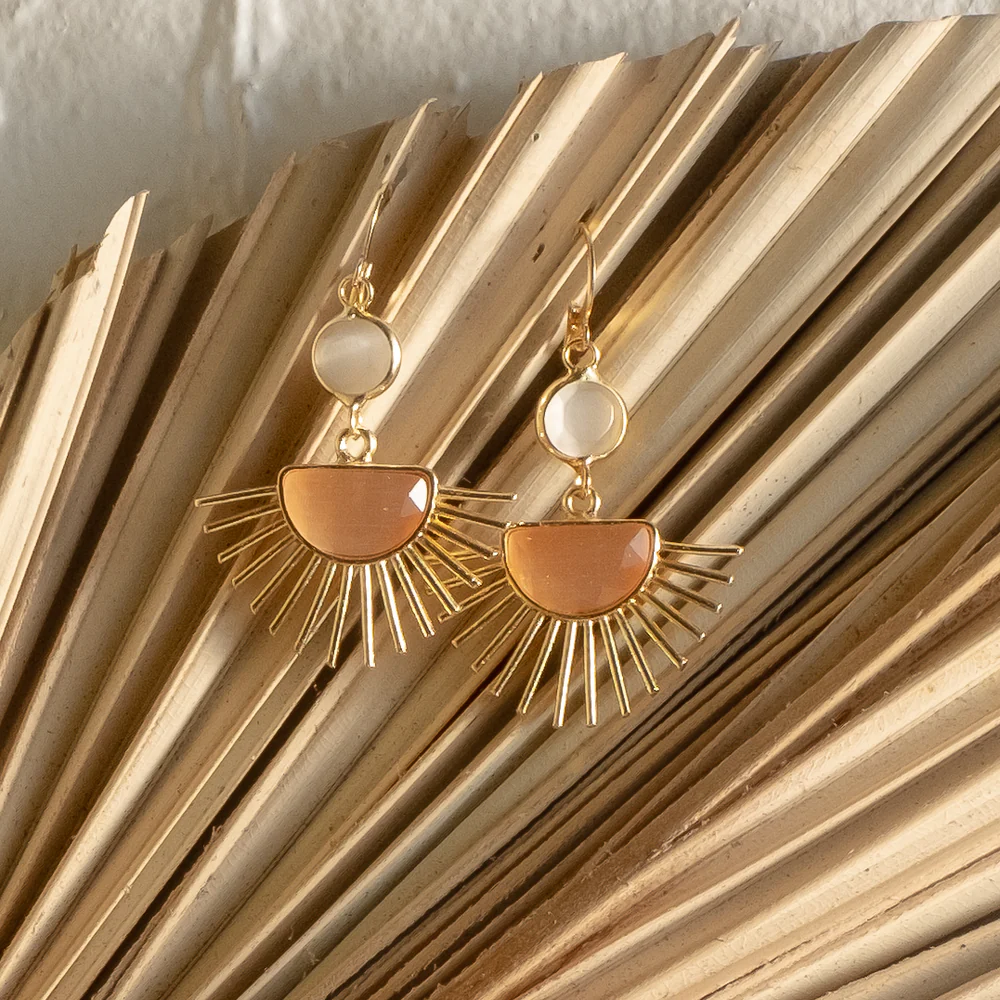 Sunray Drop Earrings - Peach