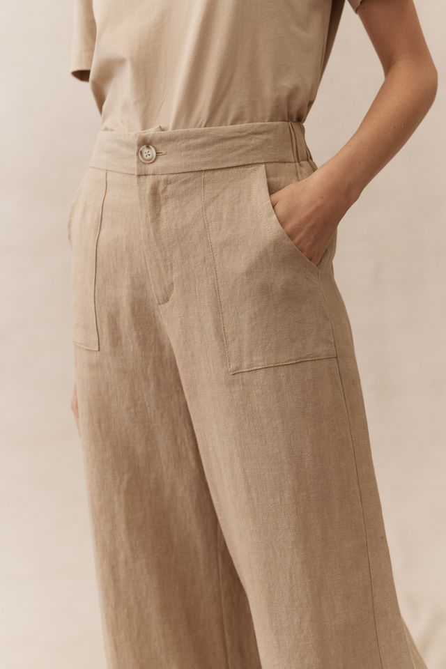 Jude Linen Pant - Taupe