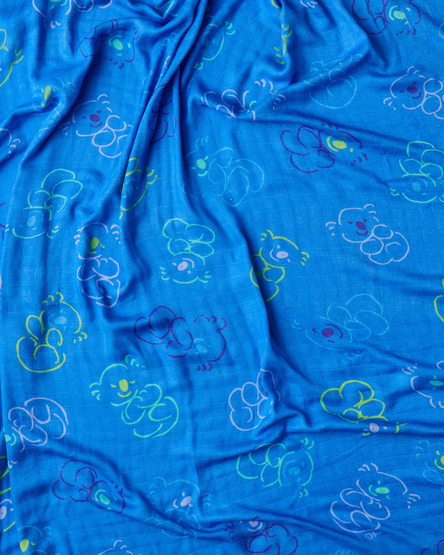 Kip & Co X Ken Done - Koala Cuddles Blue Bamboo Swaddle