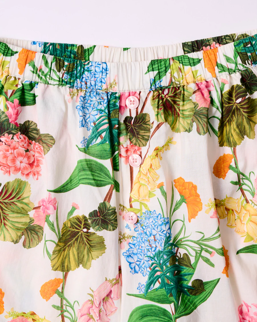 Pyjama Set - Organic Cotton Shirt & Short in Bouquet Beauty
