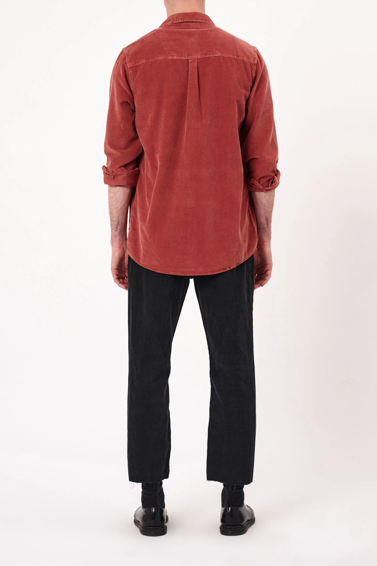 Men At Work Cord Check Shirt - Orange