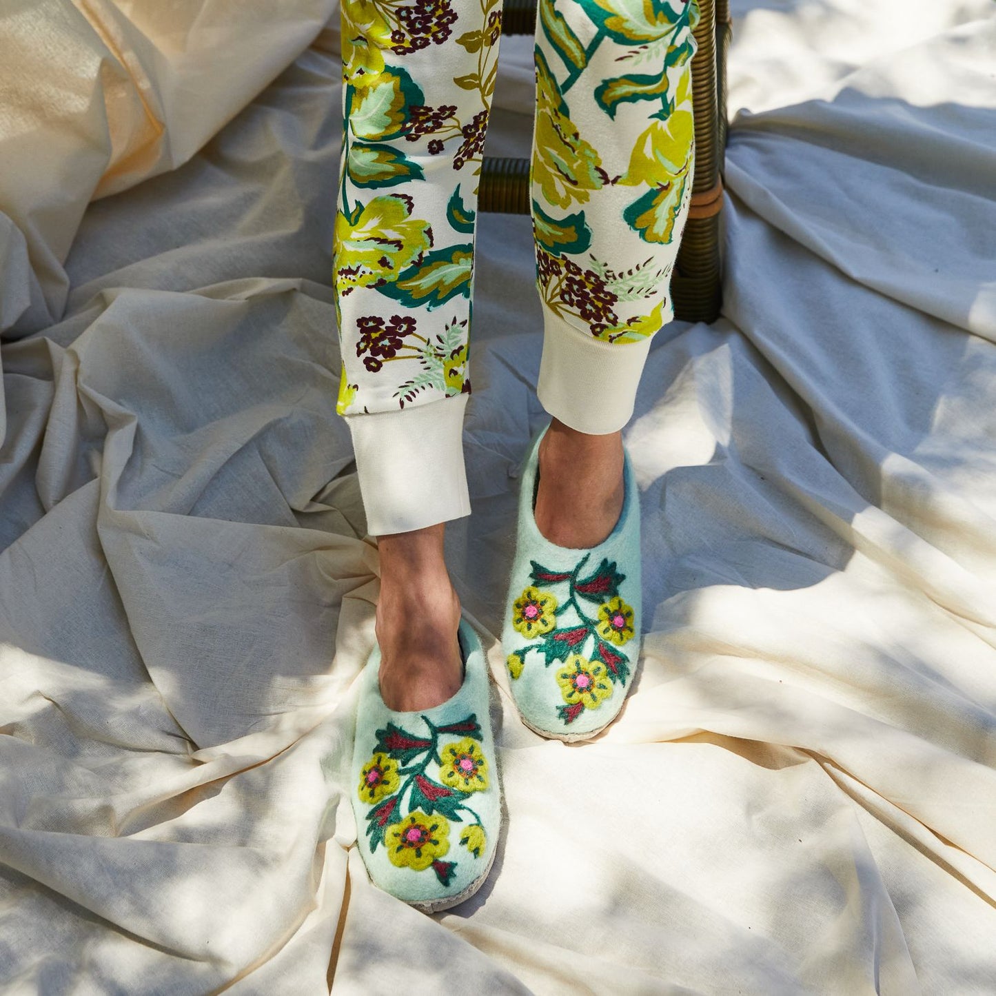 Marie Felt Slippers - Jade