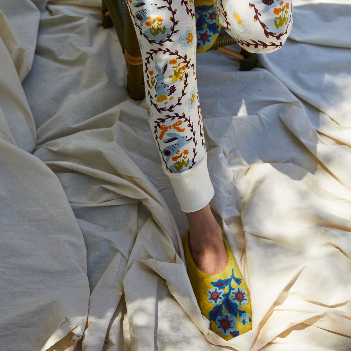 Marie Felt Slippers - Olive