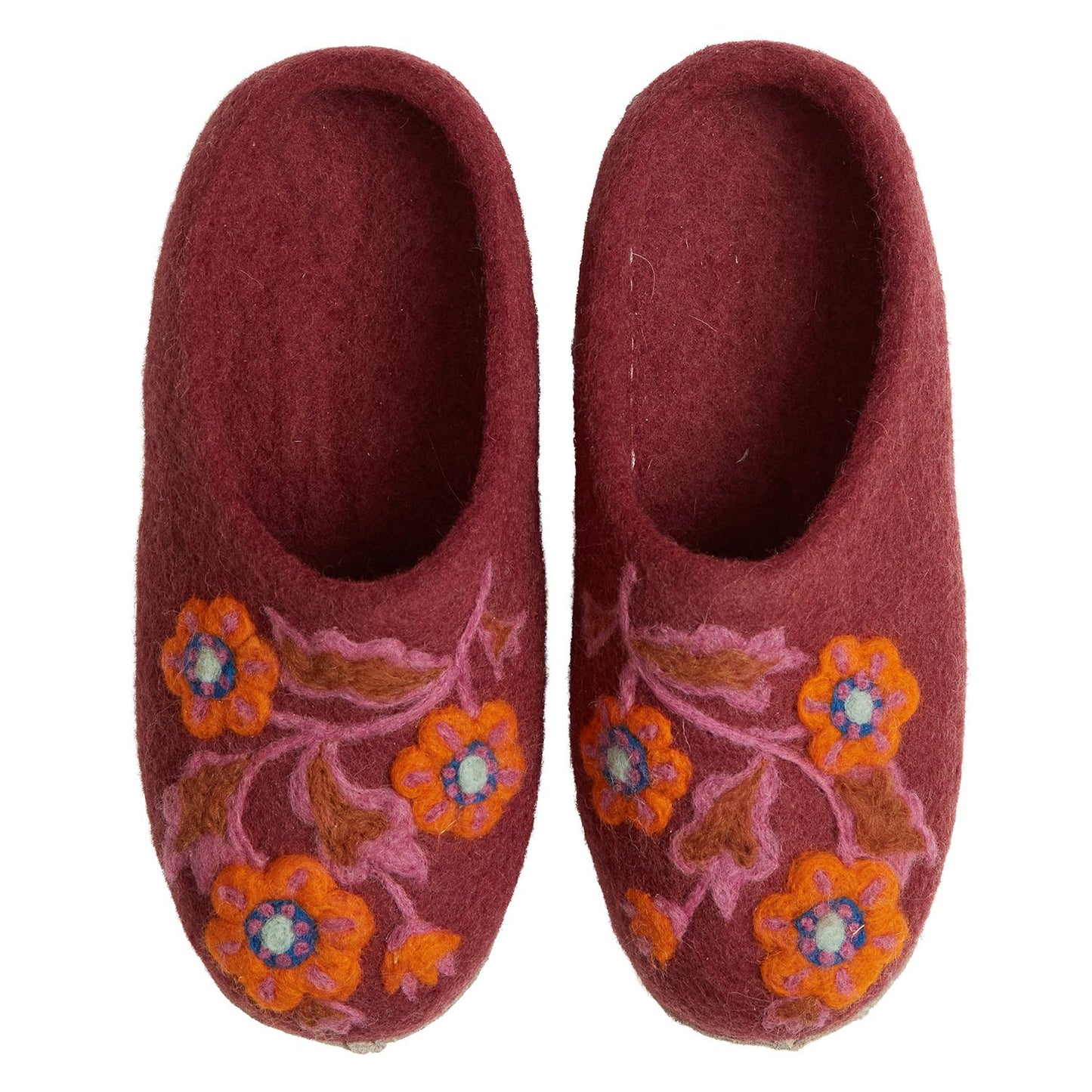 Marie Felt Slippers - Mahogany