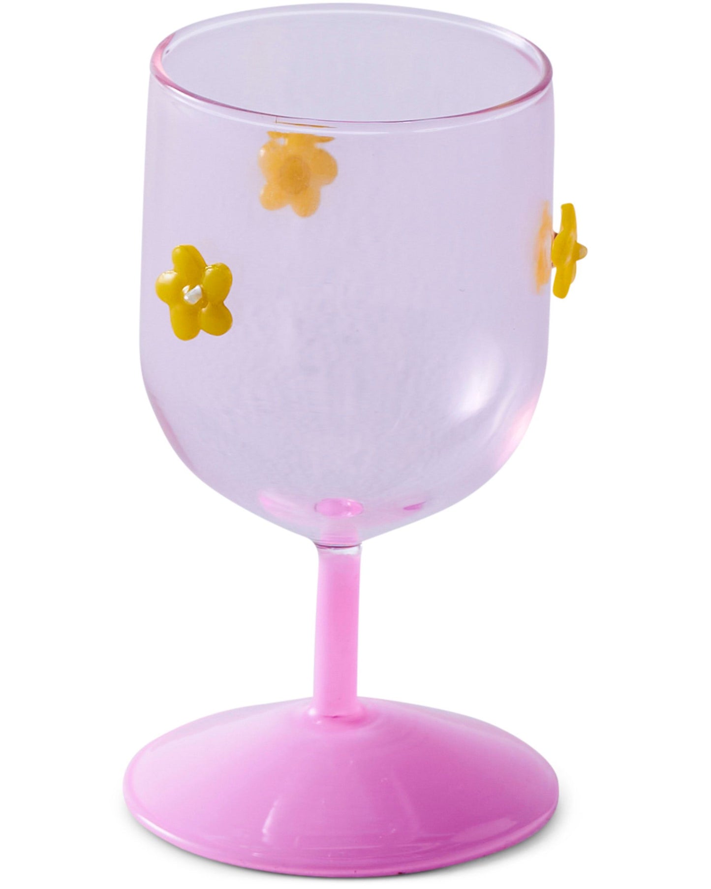Flower Power Wine Glass Glass 2P Set - Click and Collect item only