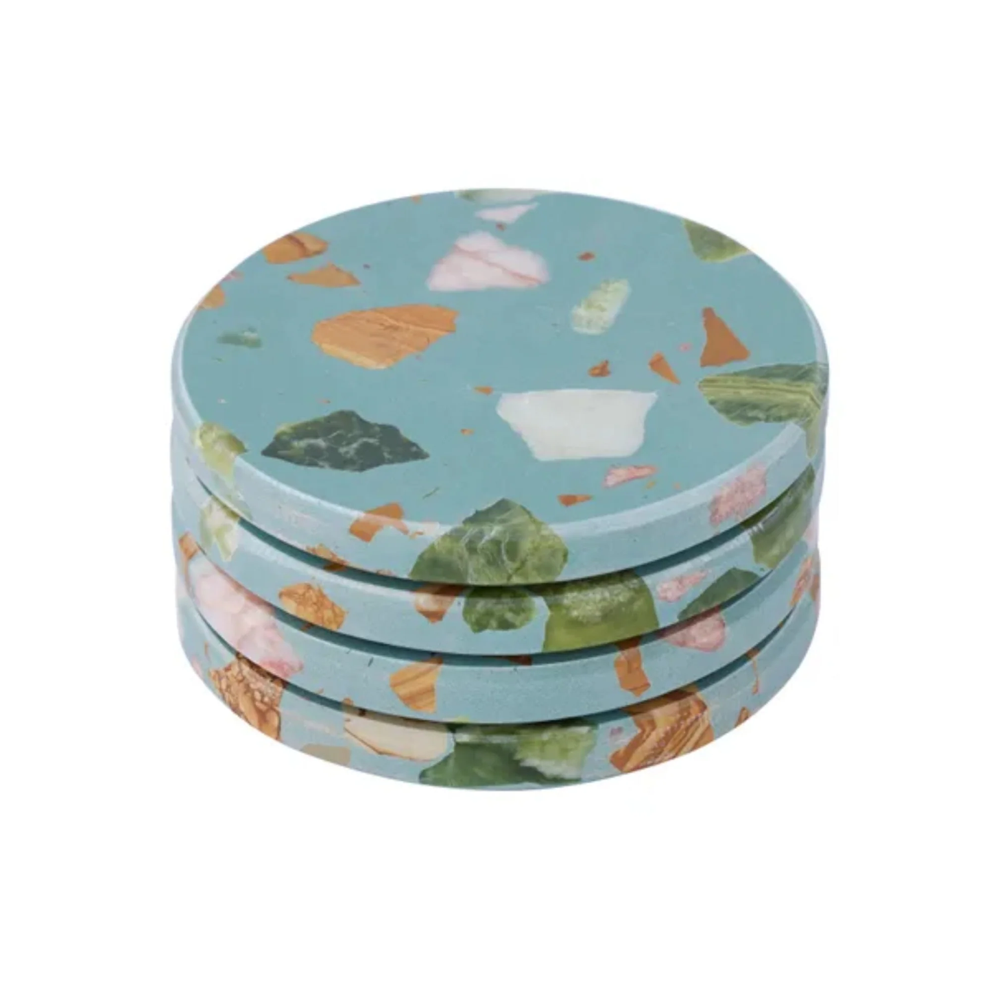 Jewel Set of 4 Terrazzo Coasters Teal
