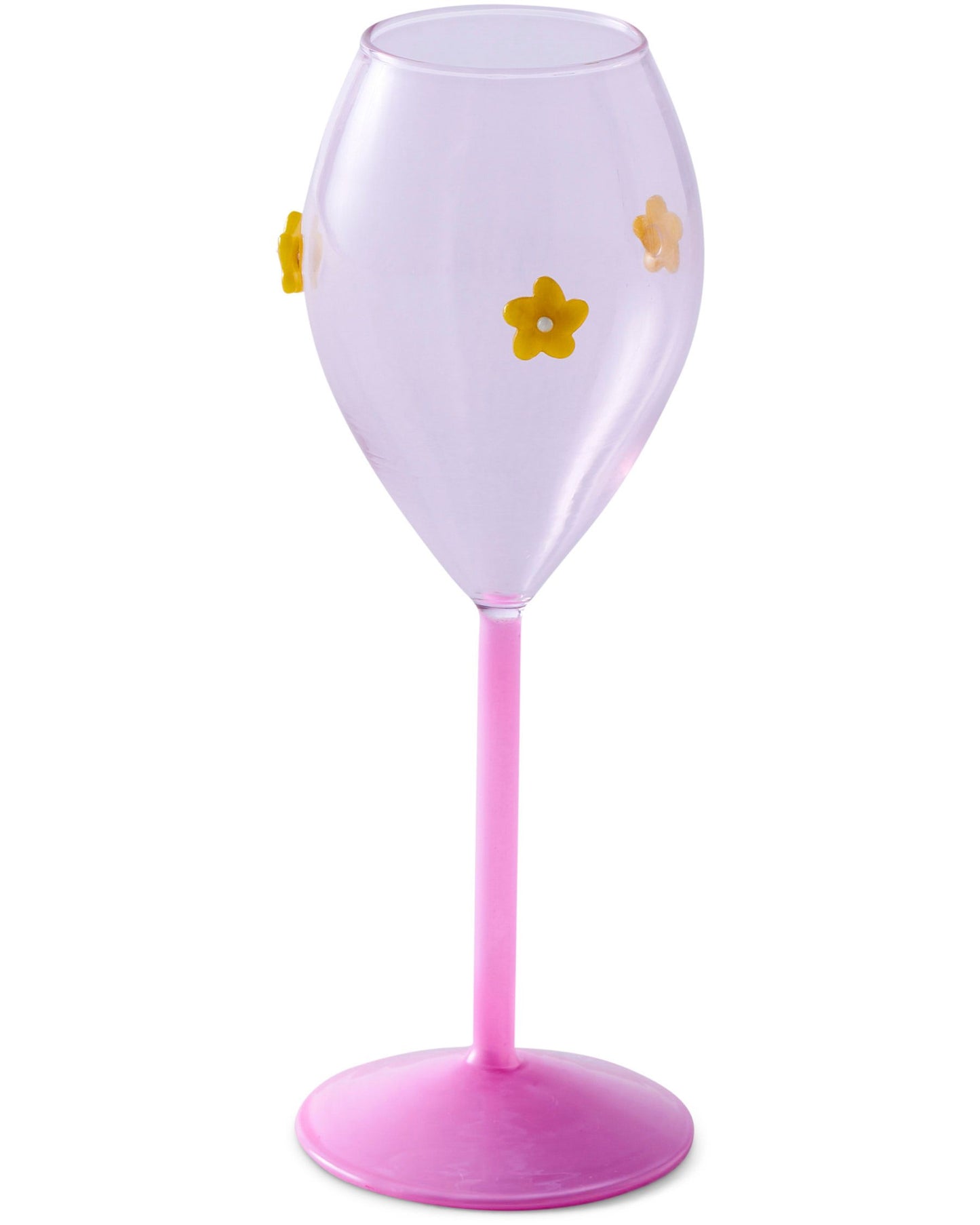 Flower Power Champagne Glass Glass 2P Set - Click and Collect item only