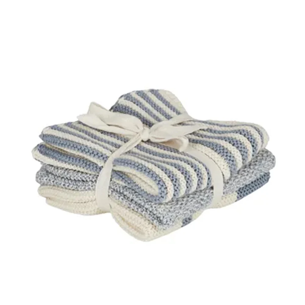 Amy Cotton Knit Cloth in Sky Blue - Set of Three