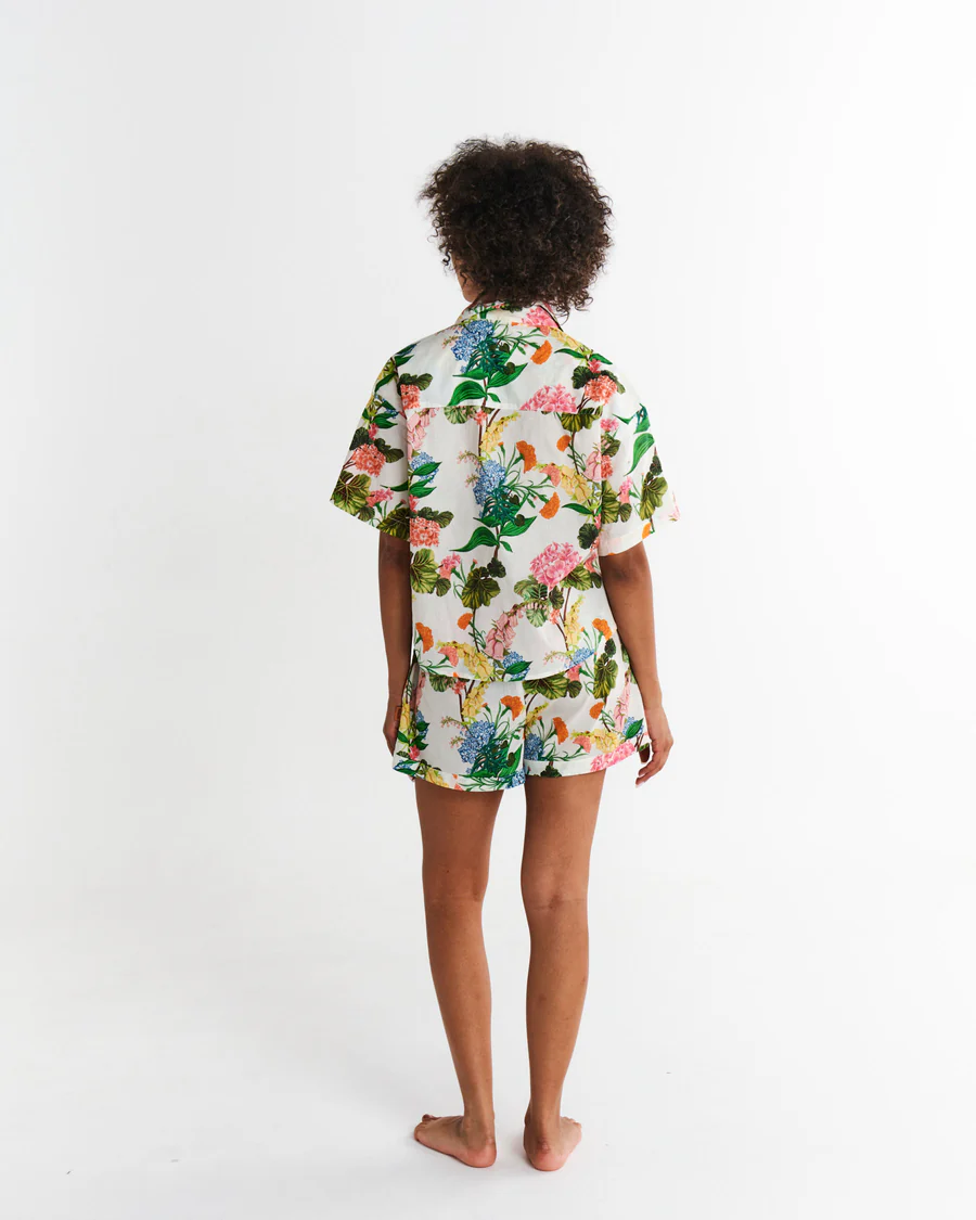 Pyjama Set - Organic Cotton Shirt & Short in Bouquet Beauty