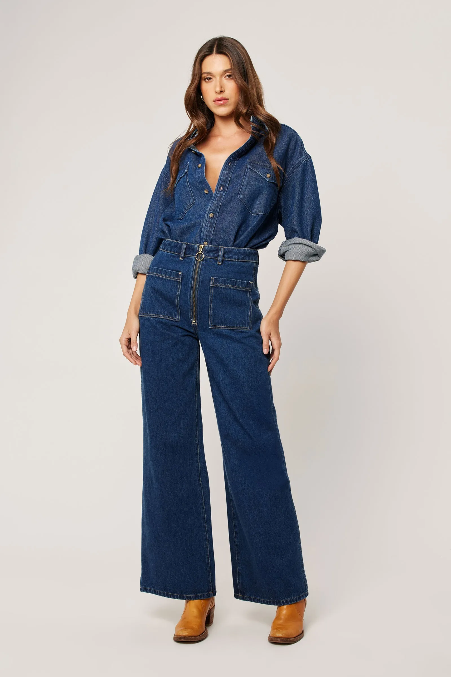 Organic Denim Overshirt in Vintage Blue