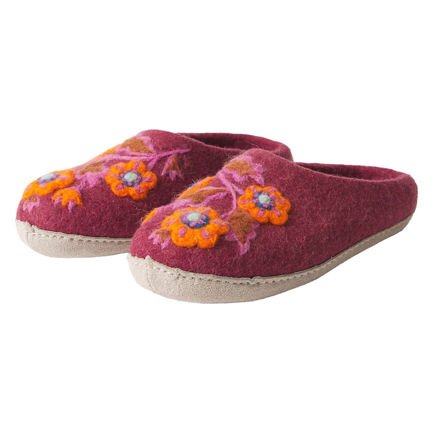 Marie Felt Slippers - Mahogany