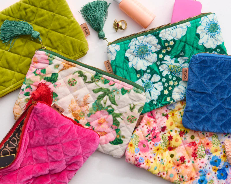 Tumbling Flowers Velvet Cosmetics Purse