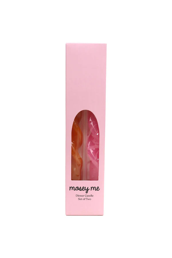 Twisted Dinner Candle Set of 2 - Pink and Orange