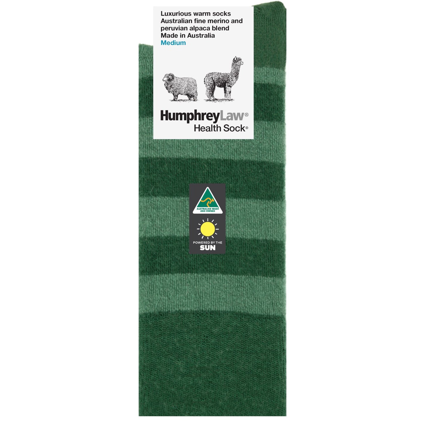Midweight Merino Alpaca Blend Striped Health Sock® - Large