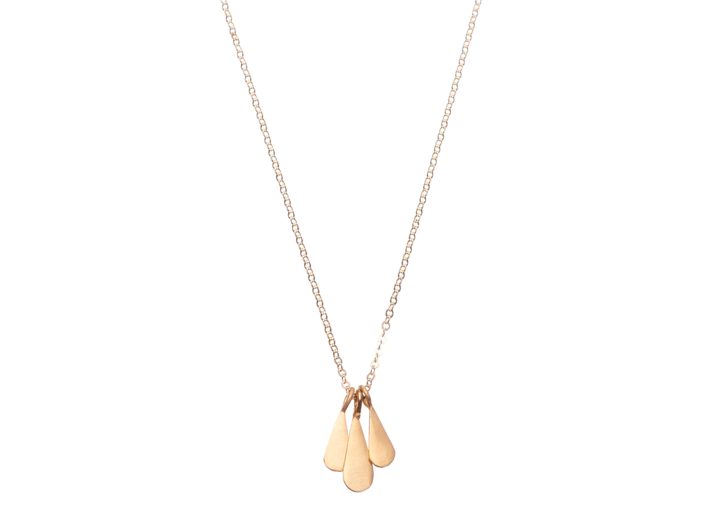 Three Tear Drop Necklace - Gold