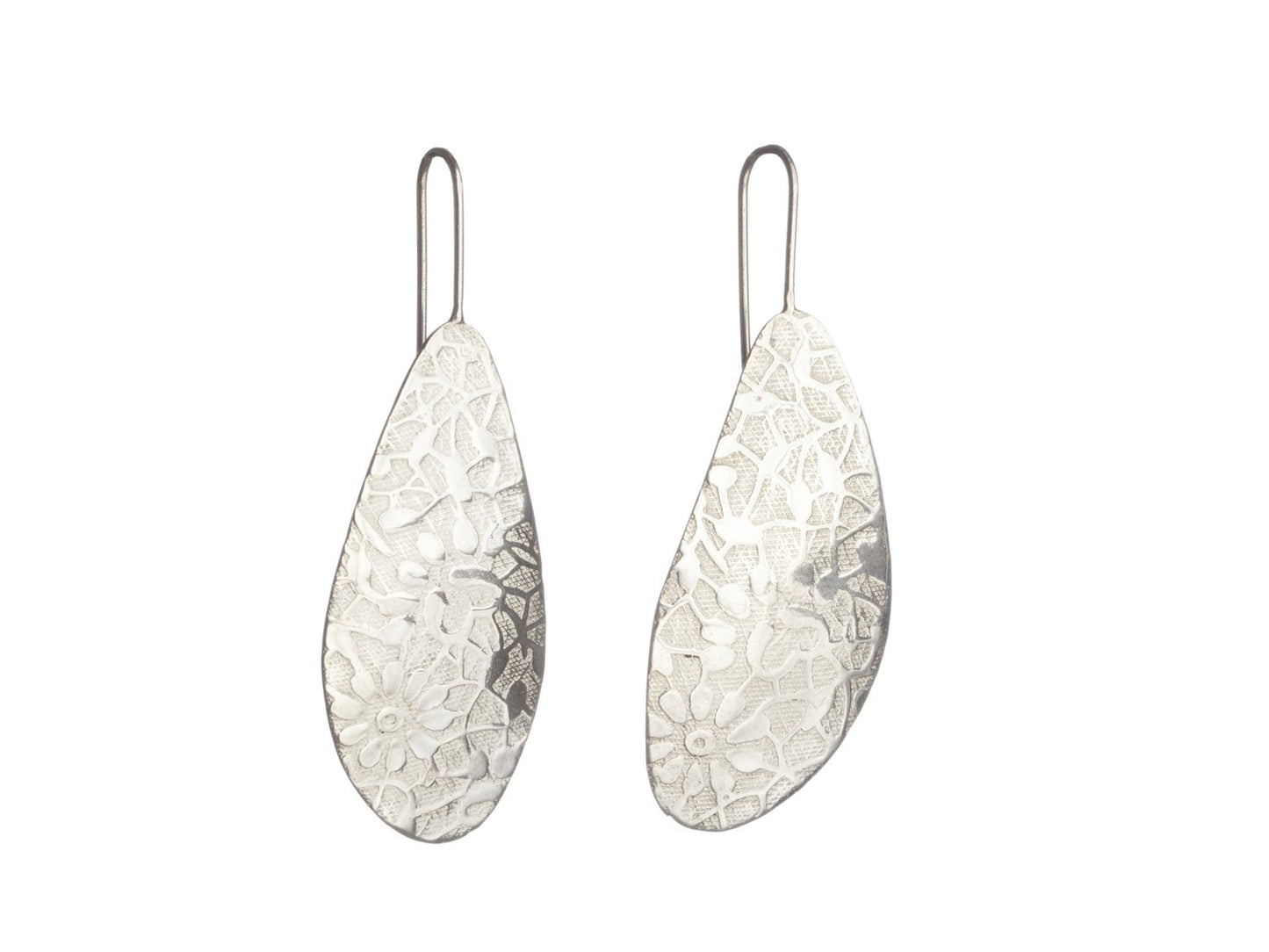 Daisy Floral Print Earrings - Silver